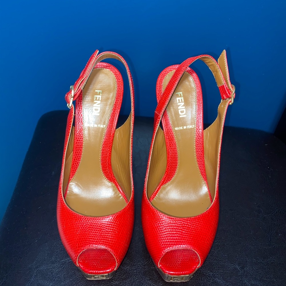 Fendi Red - Fendista Peep Toe Slingback